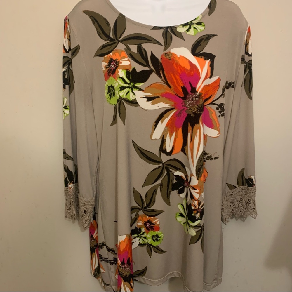 Alfani Floral Tunic 3/4 Sleeve Top Sz XL - Picture 5 of 11